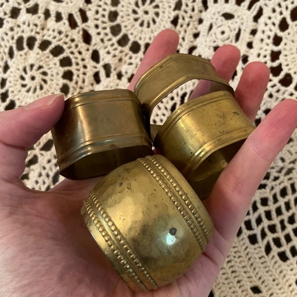 Other - Eclectic Gold Brass Napkin Ring Bundle - 4 Rings